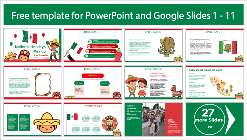 Laden Sie kostenlose Vorlagen zum mexikanischen Unabhängigkeitstag für Kinder für PowerPoint und Google Slides herunter.