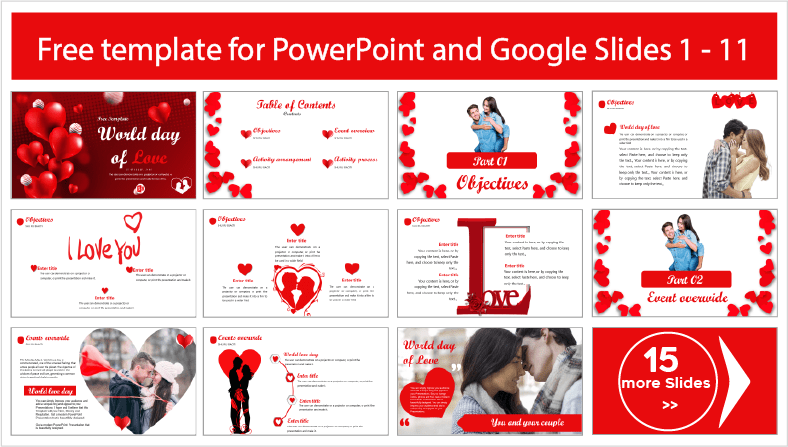 Descargar gratis plantillas del Día Mundial del Amor para PowerPoint y temas Google Slides.