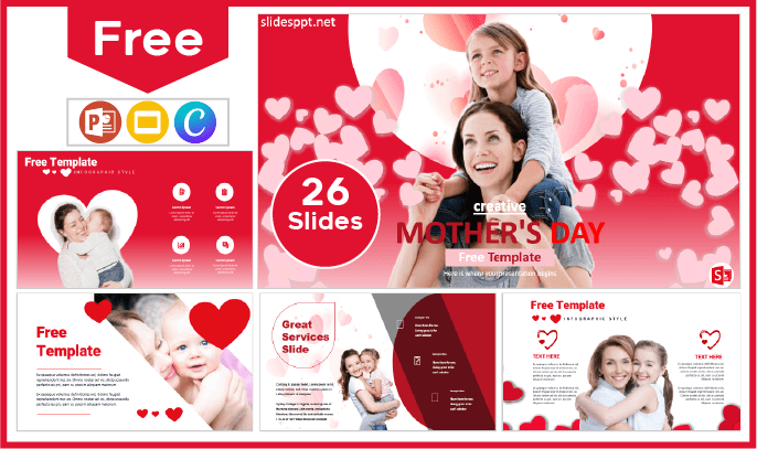 Modelo criativo e gratuito do Dia das Mães para PowerPoint e Google Slides.