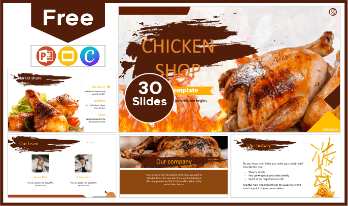 Modèle gratuit de poulet grillé pour PowerPoint et Google Slides.