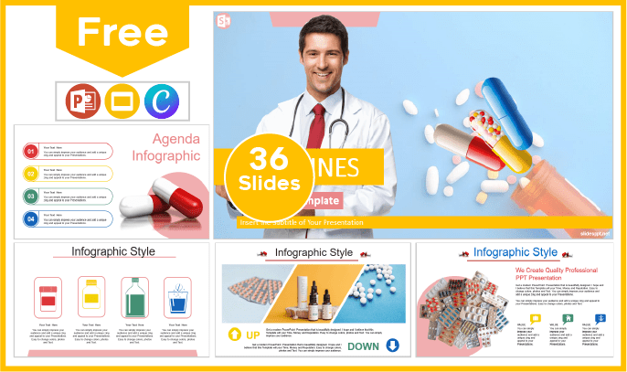 Modelo gratuito de medicamentos para PowerPoint e Google Slides.