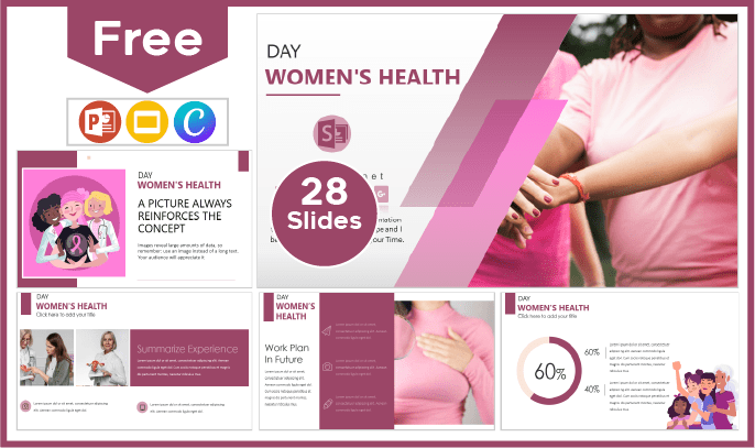 Modelo gratuito do Dia de Ação pela Saúde da Mulher para PowerPoint e Google Slides.