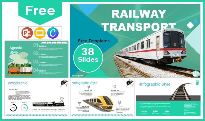 Modèle gratuit de transport ferroviaire pour PowerPoint et Google Slides.