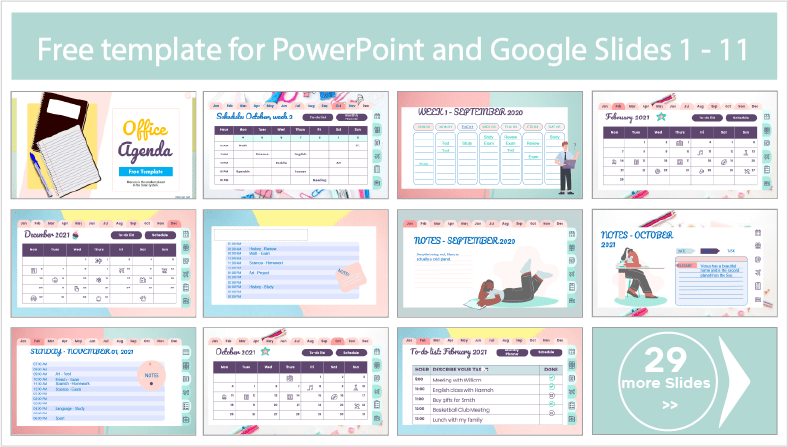 Descargar gratis plantillas de Agendas Escolares para PowerPoint y temas Google Slides.