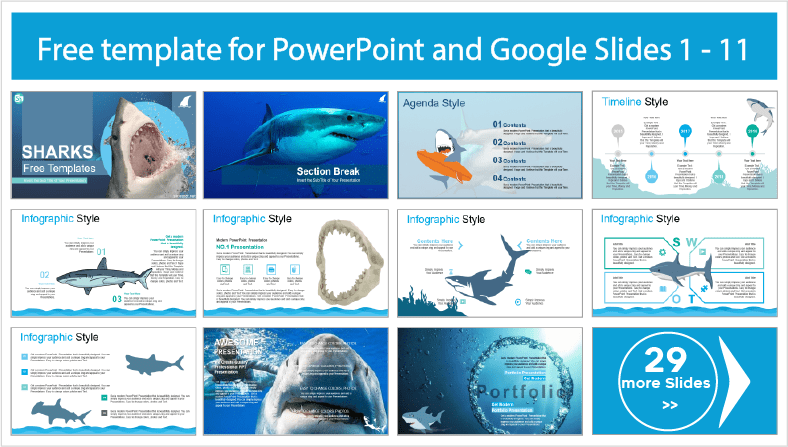 Free downloadable shark templates for PowerPoint and Google Slides themes.