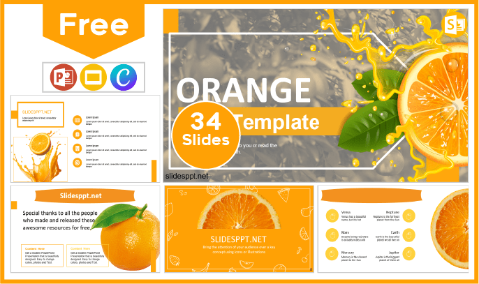Kostenlose Orange Fruit Vorlage für PowerPoint und Google Slides.