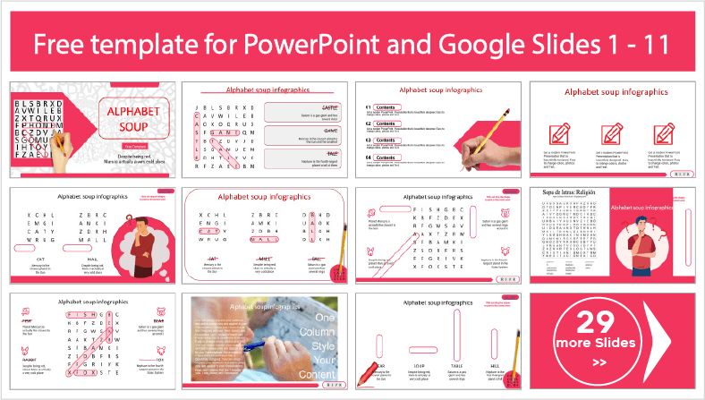 Descargar gratis plantillas de Sopa de Letras para PowerPoint y temas Google Slides.