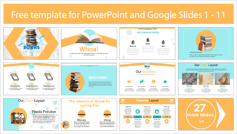 Descargar gratis plantillas de Libros para PowerPoint y temas Google Slides.