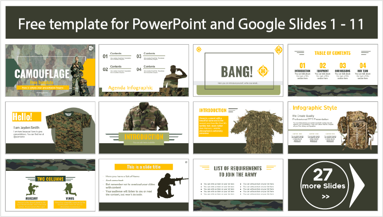 Camouflage Templates for free download in PowerPoint and Google Slides themes.
