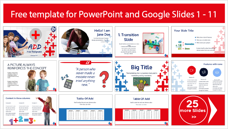 Descargar gratis plantillas de suma para PowerPoint y temas Google Slides.