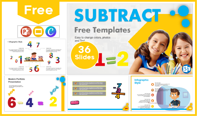 Free Subtraction Template for PowerPoint and Google Slides.