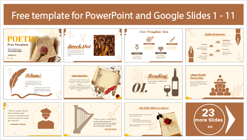 Descargar gratis plantillas de Poesía para PowerPoint y temas Google Slides.