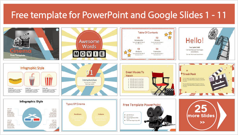 Free downloadable Cinema templates for PowerPoint and Google Slides themes.