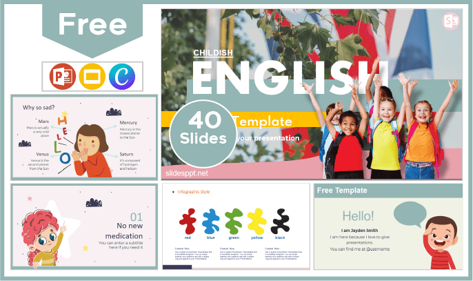 Plantilla de Ingles para Niños gratis para PowerPoint y Google Slides.