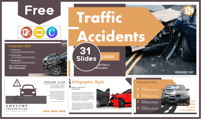 Modelo gratuito de acidentes de trânsito para PowerPoint e Google Slides.