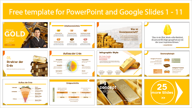 Descargar gratis plantillas de Oro para PowerPoint y temas Google Slides.