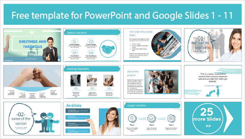 Greetings and Farewells Templates for free download in PowerPoint and Google Slides themes.