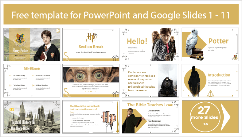 Descargar gratis plantillas de Harry Potter para PowerPoint y temas Google Slides.