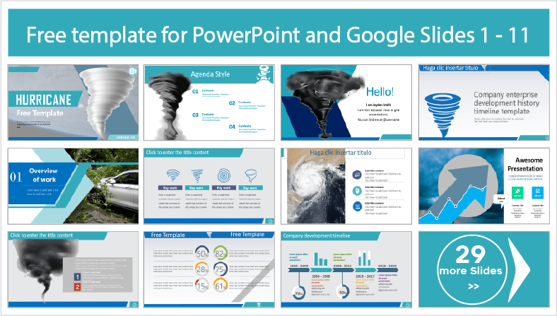 Free downloadable hurricane templates for PowerPoint and Google Slides themes.