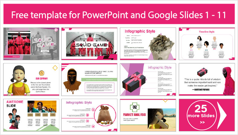 Téléchargez gratuitement les modèles Squid Game pour PowerPoint et Google Slides.