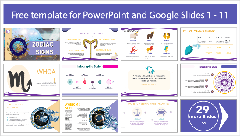12 Zodiac Signs Templates for free download in PowerPoint and Google Slides themes.
