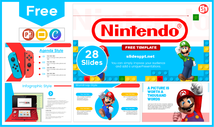 Free Nintendo template for PowerPoint and Google Slides.