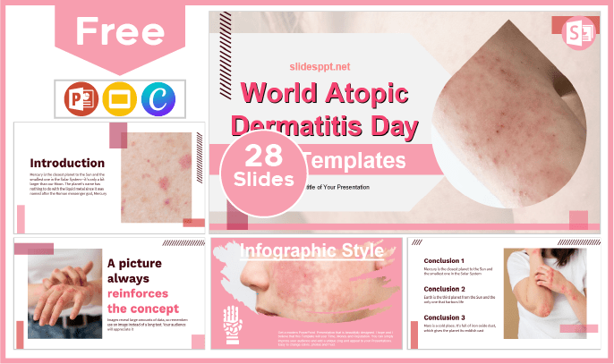 Modèle gratuit de la Journée mondiale de la dermatite atopique pour PowerPoint et Google Slides.