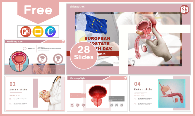 Modèle gratuit pour la Journée européenne de la santé de la prostate pour PowerPoint et Google Slides.