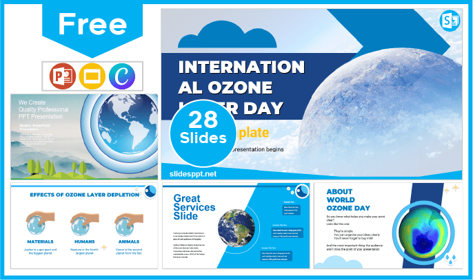 Kostenlose Vorlage zum Internationalen Tag der Ozonschicht für PowerPoint und Google Slides.