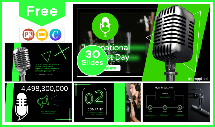 Free International Podcast Day Template for PowerPoint and Google Slides.