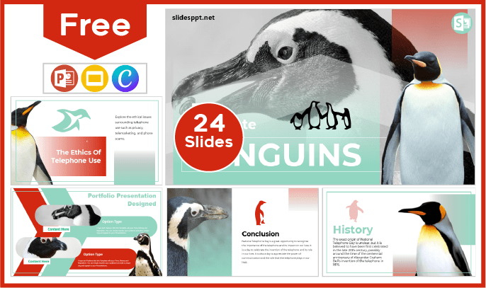 Modèle de pingouin gratuit pour PowerPoint et Google Slides.