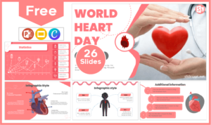 Free World Heart Day template for PowerPoint and Google Slides.