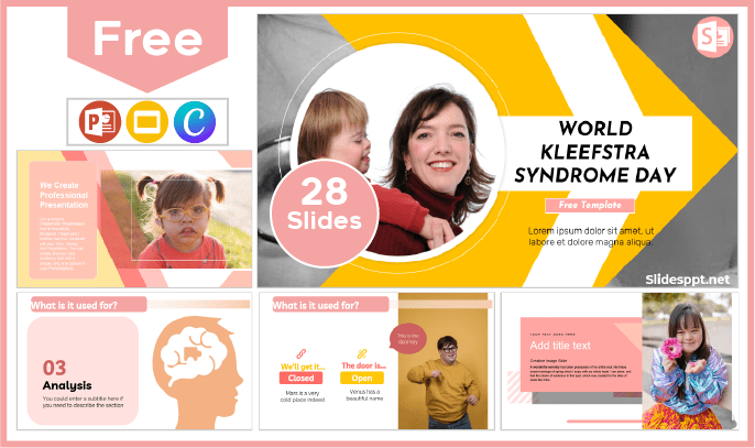 Modèle gratuit pour la Journée mondiale du syndrome de Kleefstra pour PowerPoint et Google Slides.