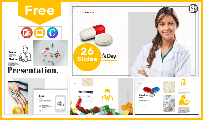Free World Pharmacists' Day template for PowerPoint and Google Slides.