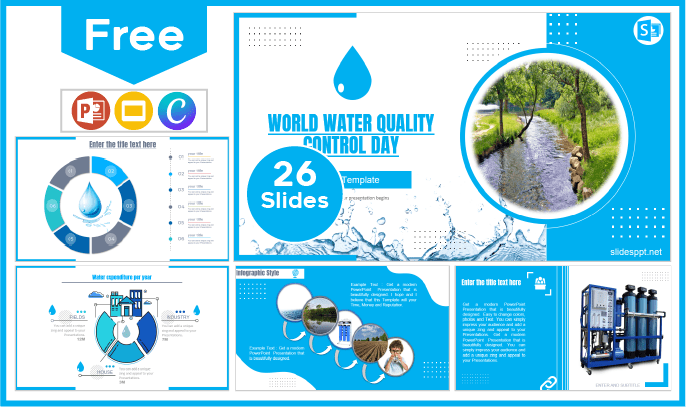 Free World Water Monitoring Day template for PowerPoint and Google Slides.