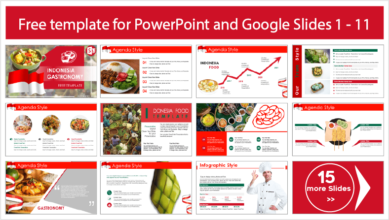 Téléchargez des modèles gratuits de gastronomie indonésienne pour les thèmes PowerPoint et Google Slides.