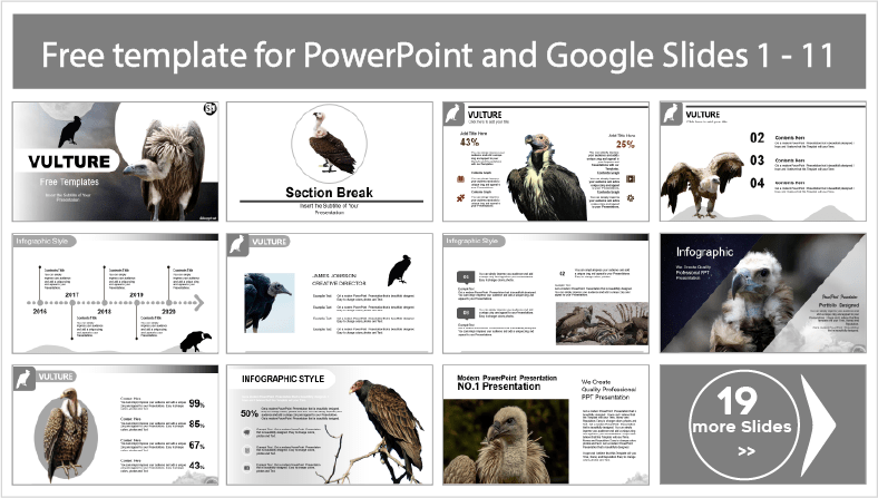Descargar gratis plantillas de Buitre para PowerPoint y temas Google Slides.