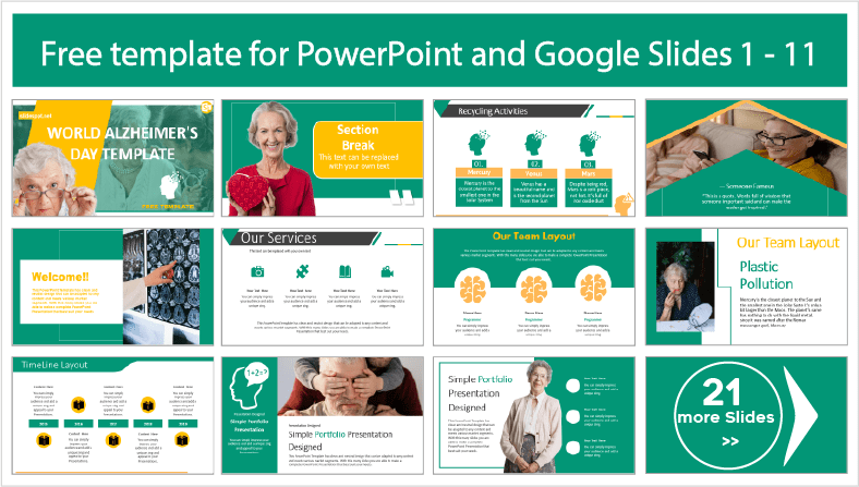 Faça o download gratuito de modelos para PowerPoint e temas para Google Slides sobre Alzheimer.