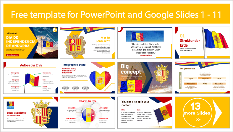 Téléchargez gratuitement les modèles du Jour de l'Indépendance d'Andorre pour les thèmes PowerPoint et Google Slides.
