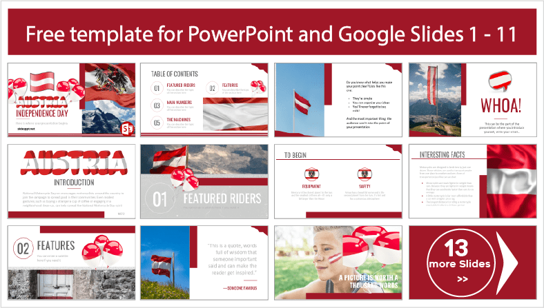Téléchargez des modèles gratuits de Jour de l'Indépendance autrichienne pour les thèmes PowerPoint et Google Slides.