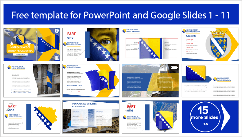 Téléchargez des modèles gratuits pour le jour de l'indépendance de la Bosnie pour les thèmes PowerPoint et Google Slides.