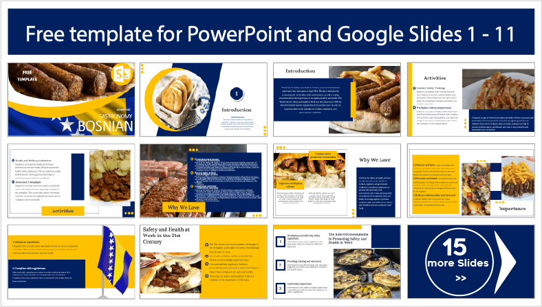 Téléchargez gratuitement des modèles de gastronomie bosniaque pour les thèmes PowerPoint et Google Slides.