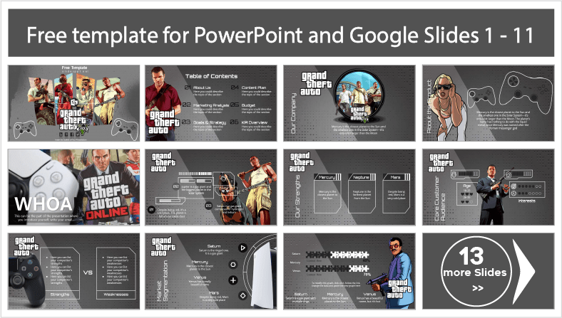Grand Theft Auto V template to download for free in PowerPoint and Google Slides themes