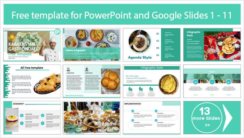 Baixe modelos gratuitos de Gastronomia do Cazaquistão para temas do PowerPoint e do Google Slides.