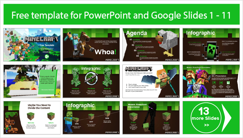 Minecraft template to download for free in PowerPoint and Google Slides themes