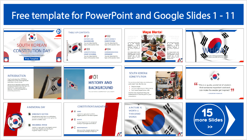 Téléchargez des modèles gratuits de Journée de la Constitution de la Corée du Sud pour les thèmes PowerPoint et Google Slides.