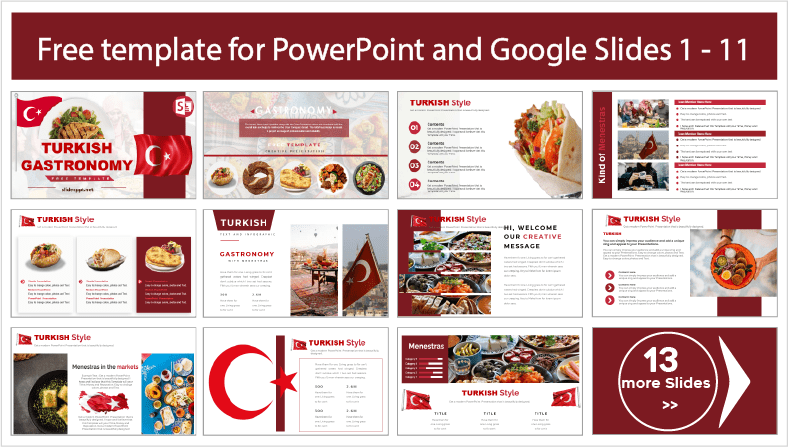 Téléchargez gratuitement des modèles de gastronomie turque pour les thèmes PowerPoint et Google Slides.