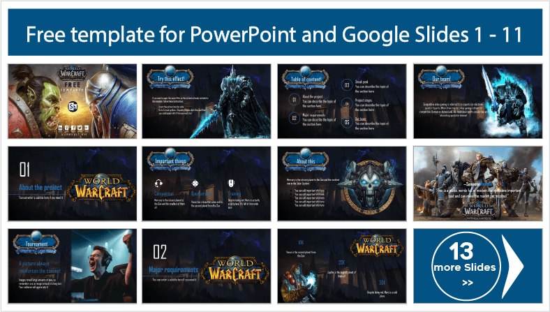Laden Sie kostenlose World Of Warcraft-Vorlagen für PowerPoint- und Google Slides-Themen herunter.