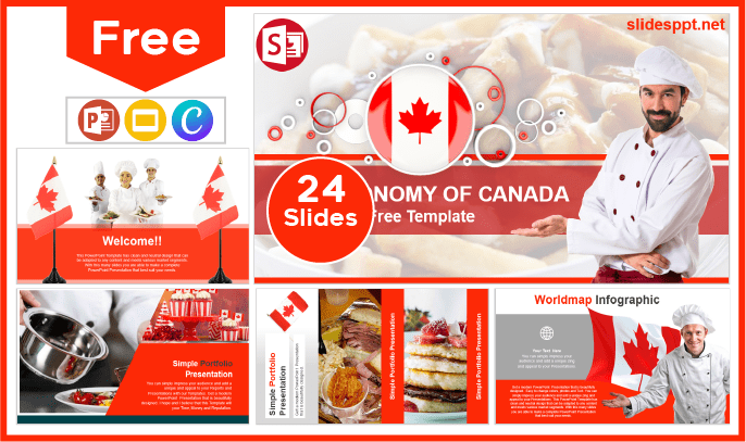 Modelo gratuito de gastronomia do Canadá para PowerPoint e Google Slides.