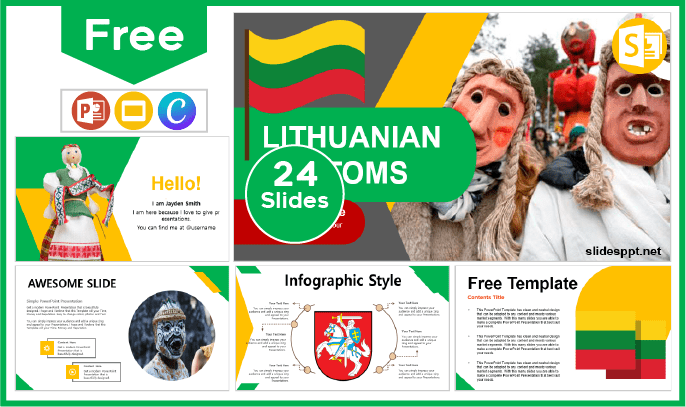 Modèle gratuit de douanes lituaniennes pour PowerPoint et Google Slides.
